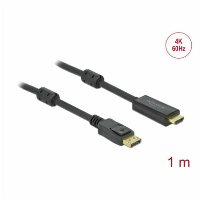 Kabel DisplayPort(m)=>HDMI(m) 1,00m 4K/60Hz črn Delock (85955)