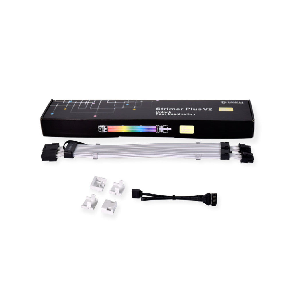 Kabel Lian Li Strimer Plus V2 Dual 8-Pin RGB, PCIe, za grafčno kartico, 30 cm