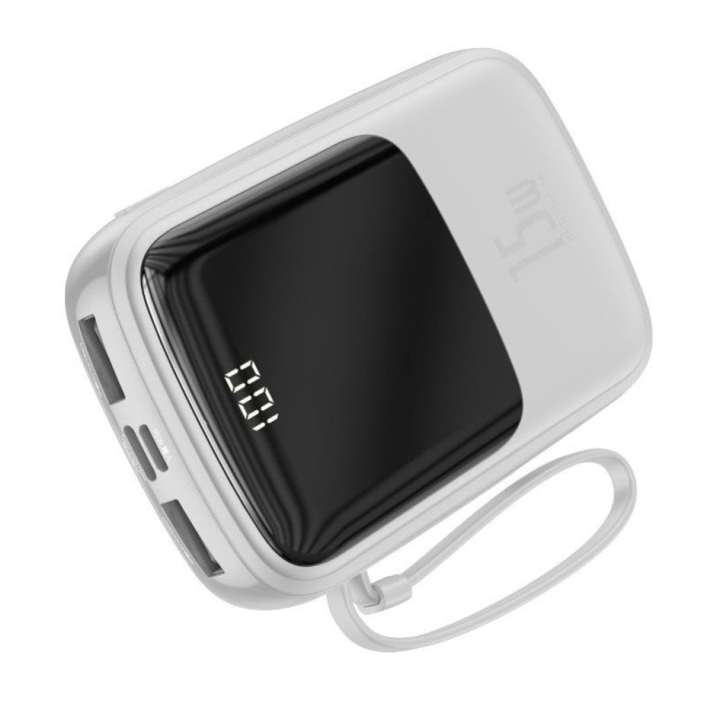 Prenosna baterija Baseus Qpow z Lightning kablom 10.000 mAh 15W 2x USB-A 1x USB-C - bela