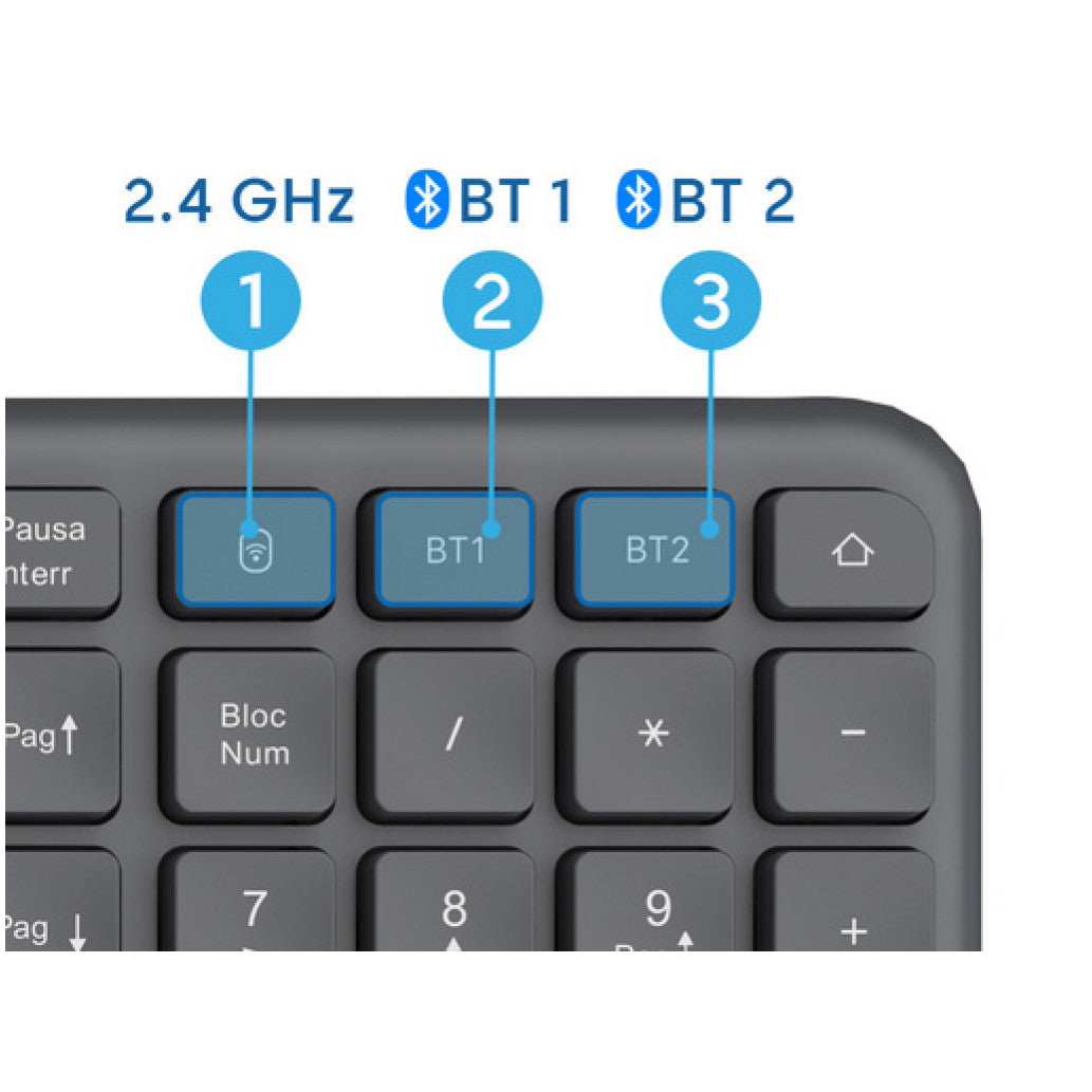 Tipkovnica Bluetooth + USB Ewent Wireless Ergonomic Multi-Connect SLO | Slovenski nabor znakov črno-siva (EW3289)