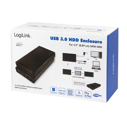 Ohišje za trdi disk 3,5 USB-A 3.0 5Gbps za diske 22TB LogiLink - črn (UA0284)