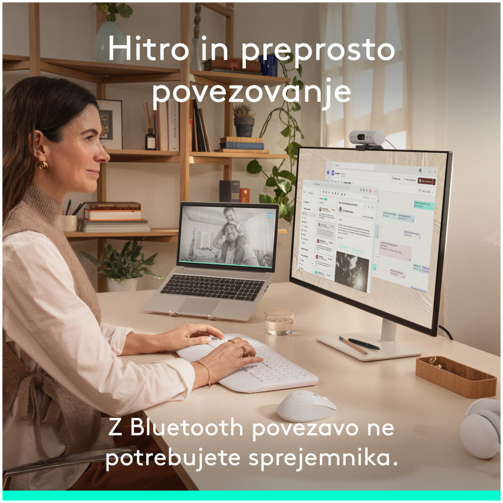Tipkovnica in miš Logitech brezžična + Bluetooth MK880 Signature Comfort Plus bela SLO gravura (920-014033)