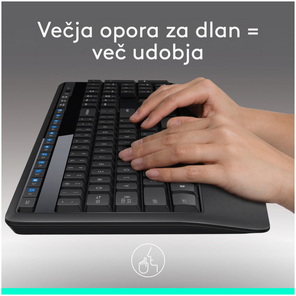 Tipkovnica  +MIŠ Logitech Brezžična Desktop MK345 Combo, SLO gravura (920-006489)