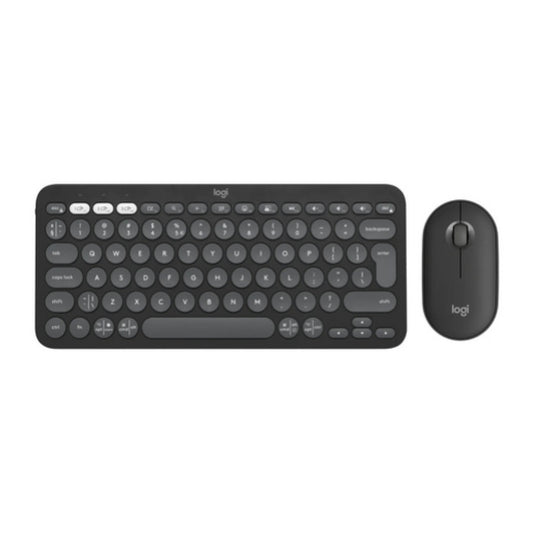 Tipkovnica in miš Logitech Bluetooth poslovna Pebble 2 Combo UK grafitna tiha nizka SLO gravura (920-012239)
