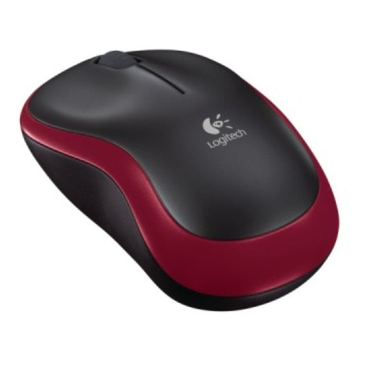 Miš Logitech brezžična M185 za notesnike rdeča nano (910-002240)