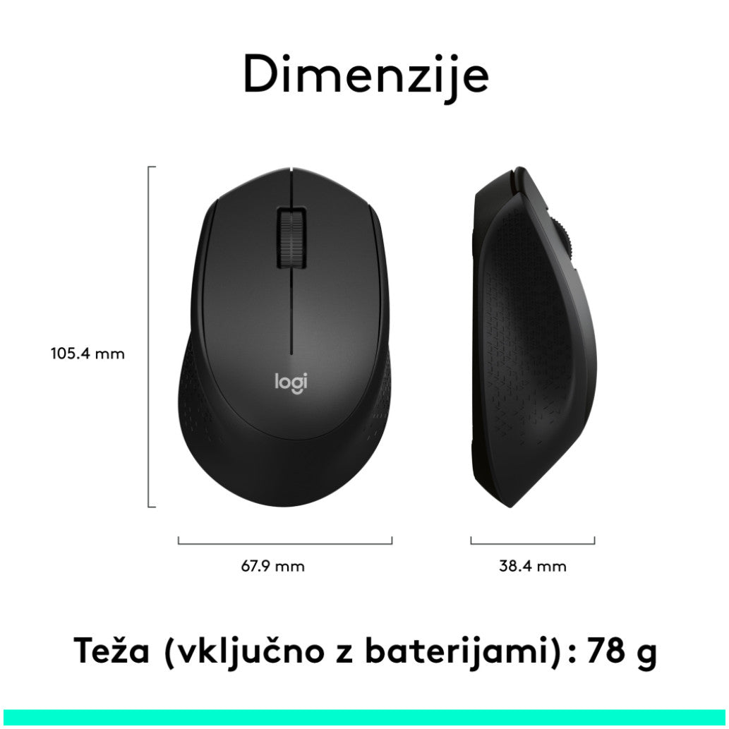 Miš Logitech brezžična optična M330 črna silent plus (910-004909)