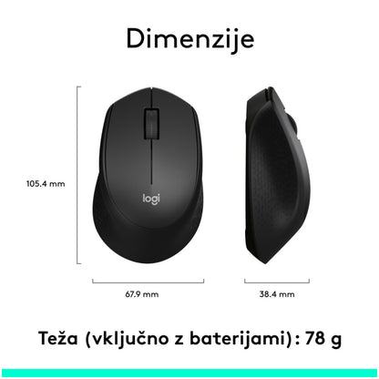 Miš Logitech brezžična optična M330 črna silent plus (910-004909)