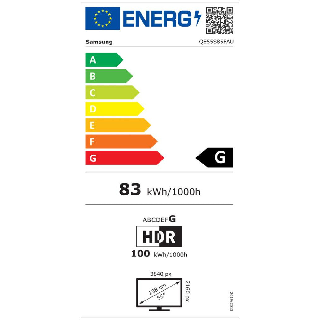 TV sprejemnik Samsung 55,0" 139,7 cm QE55S85FA 3840x2160 OLED SMART Tizen 4xHDMI 2xUSB BT WiFi HDR10+