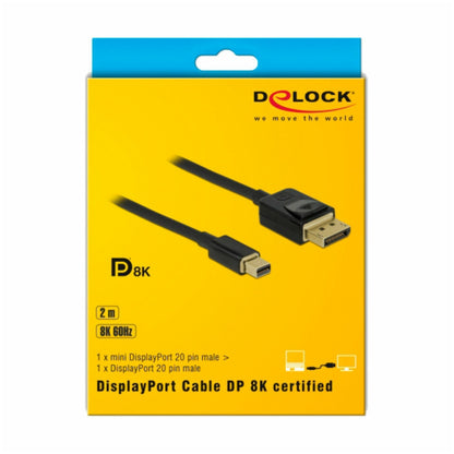 Kabel DisplayPort mini (m) => DisplayPort (m) 2,00m Delock 8K@60Hz (84928)