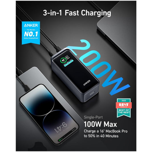 Prenosna baterija Anker Prime Powerbank 20.000mAh, 1xUSB, 2xUSB-C, 200W (A1336011)
