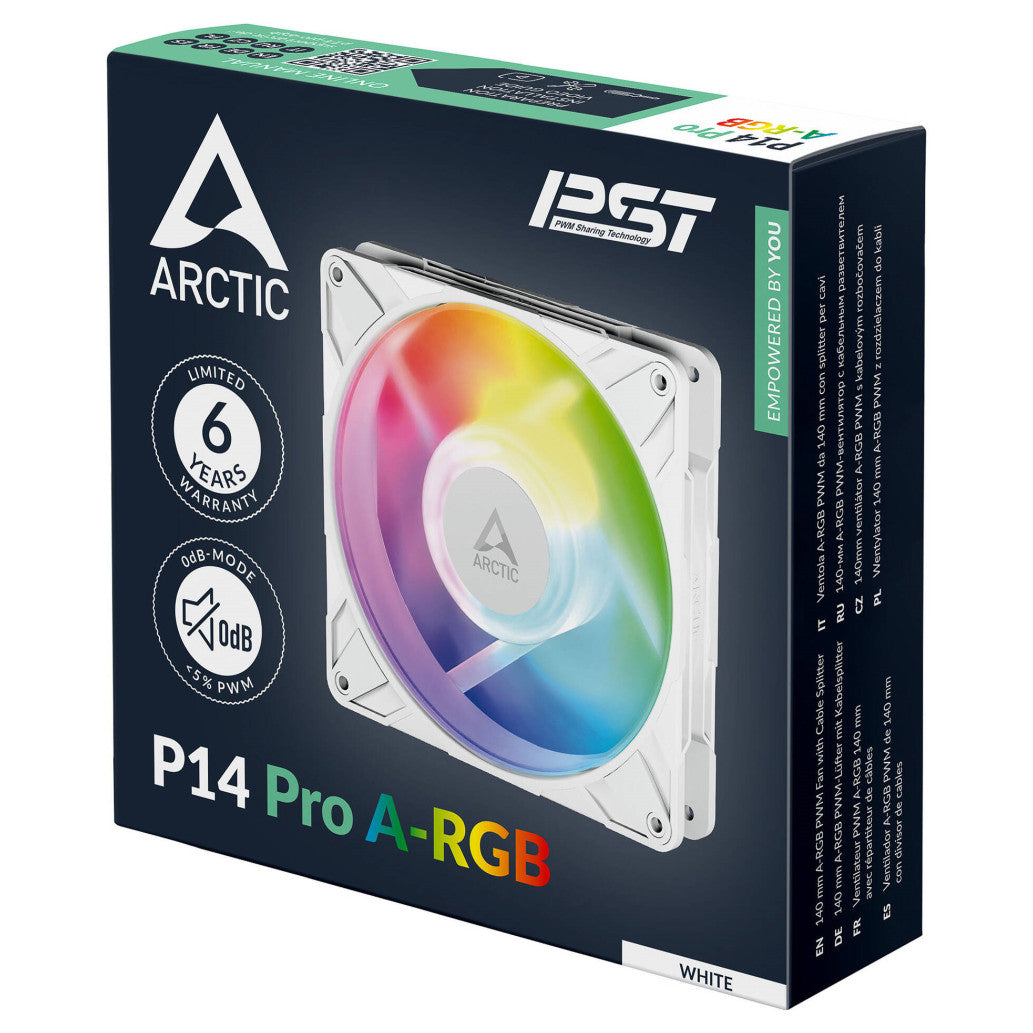 Ventilator Arctic P14 Pro PWM 140mm bela ARGB