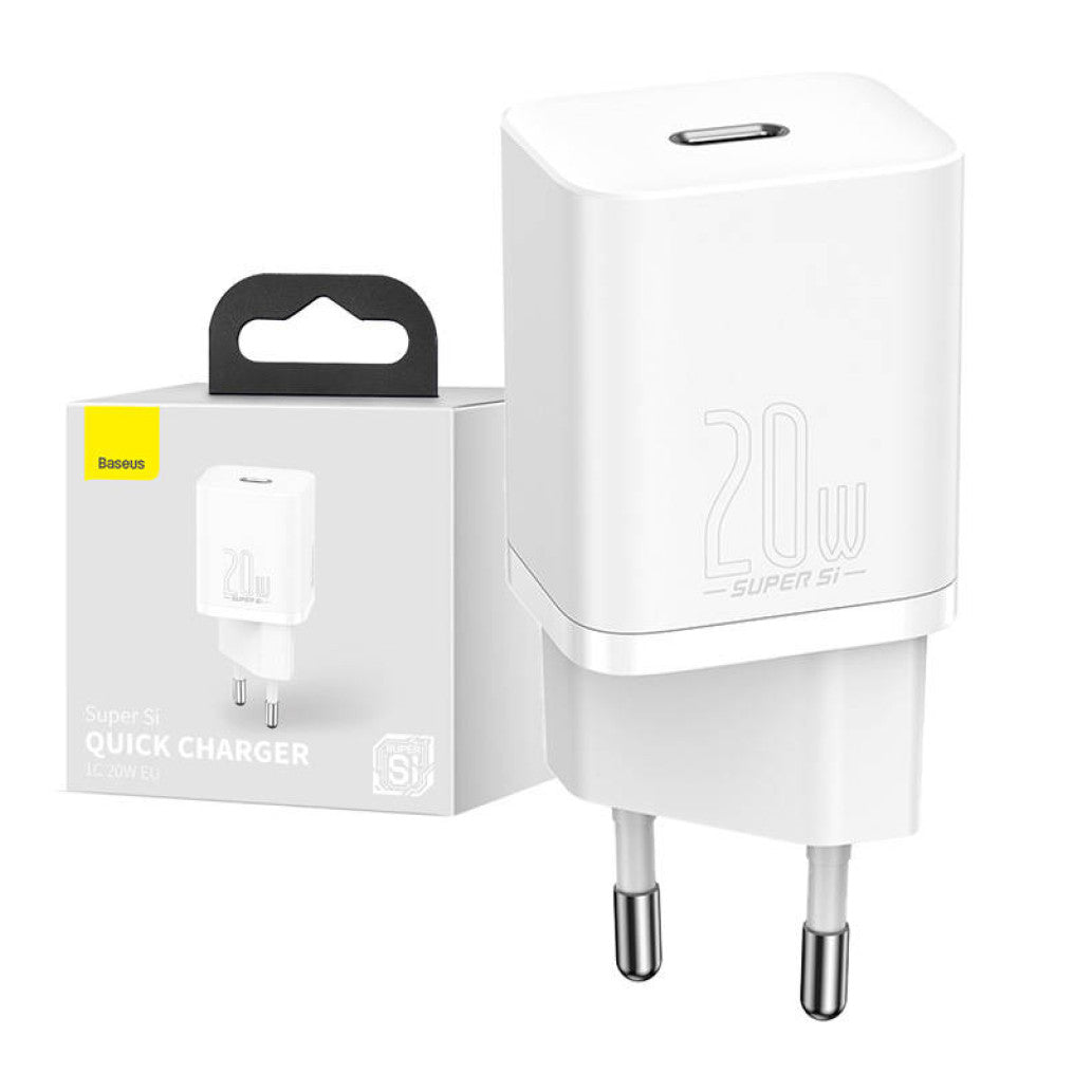 Hišni polnilec 100-240V => 1x USB-C 20W PD3.0 QC3.0 PPS BASEUS Super Si (CCSUP-B02)