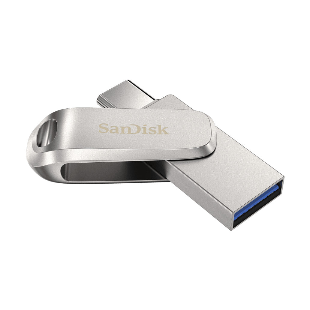 Spominski ključek 128GB USB 3.2/USB-C USB-C Sandisk Ultra Luxe Dual 150MB/s kovinski vrtljiv srebrn (SDDDC4-128G-G46)