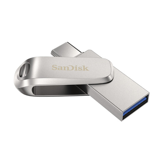 Spominski ključek 128GB USB 3.2/USB-C USB-C Sandisk Ultra Luxe Dual 150MB/s kovinski vrtljiv srebrn (SDDDC4-128G-G46)