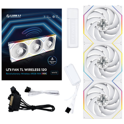 Ventilator Lian-Li UNI FAN TL Wireless 120mm bela ARGB (3 pack + kontroler)