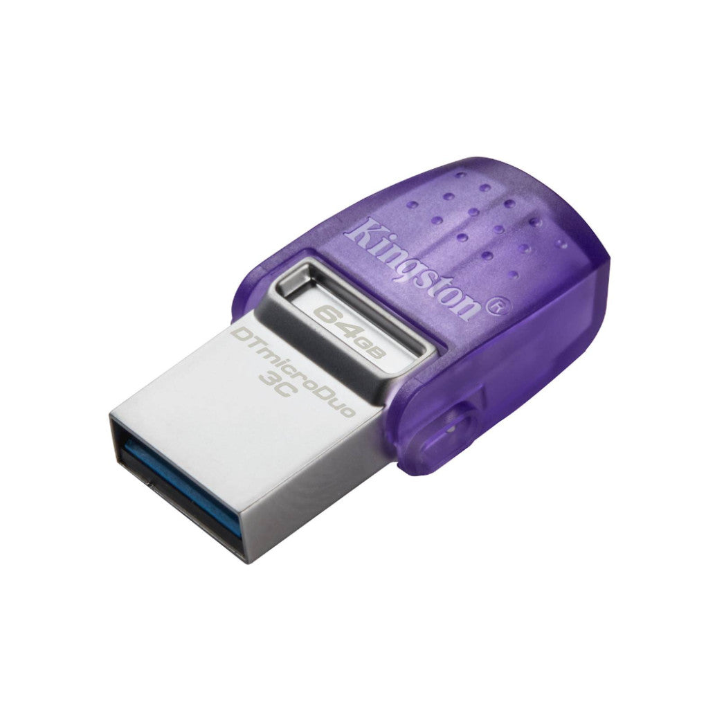 Spominski ključek 64GB USB 3.2/microUSB Kingston DT microDuo3G3 200MB/s plastičen microduo s pokrovčkom moder (DTDUO3CG3/64GB)