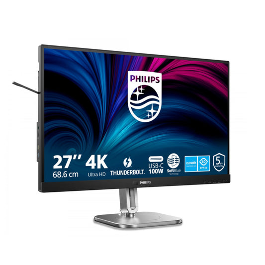 Monitor Philips 68,6 cm (27,0") 27B2U6903 3840x2160 IPS 4ms 2xHDMI DisplayPort Thunderbolt4 USB-C 100W Thunderbolt4-Out 4xUSB3.2 USB-C-Out Pivot Zvočniki 2x3W  3H sRGB98% RJ45 KVM