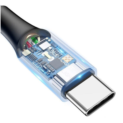 Kabel USB-C => USB-A 2.0 tekstil ovoj 1,00m 5V/3A QC3 LED indikator polnjenja Baseus črn(CATCD-01)