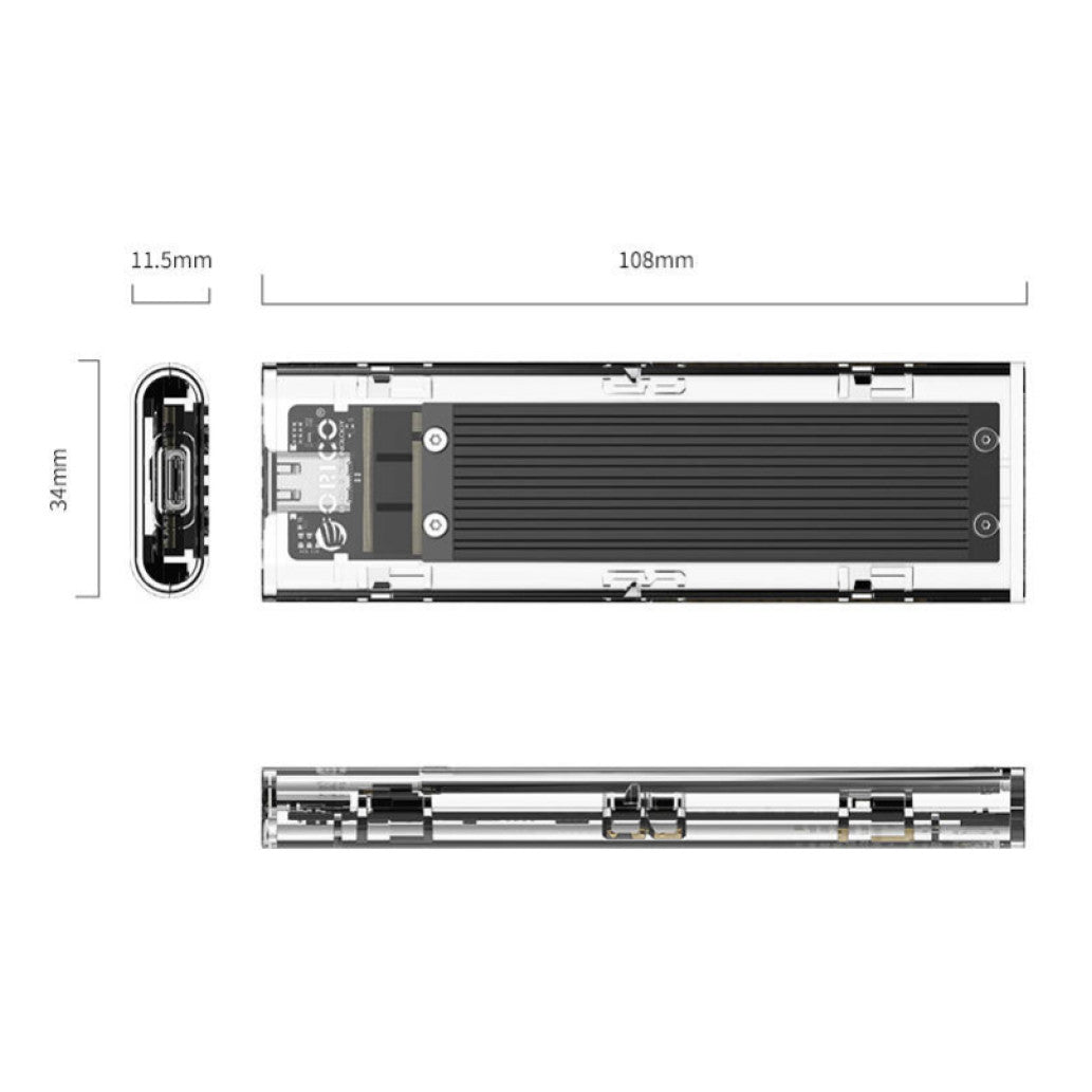 Ohišje za SSD disk M.2 => USB-C PCIe NVMe USB 3.1 Gen2 Type-C Orico - črn (TCM2-C3-BK-BP)
