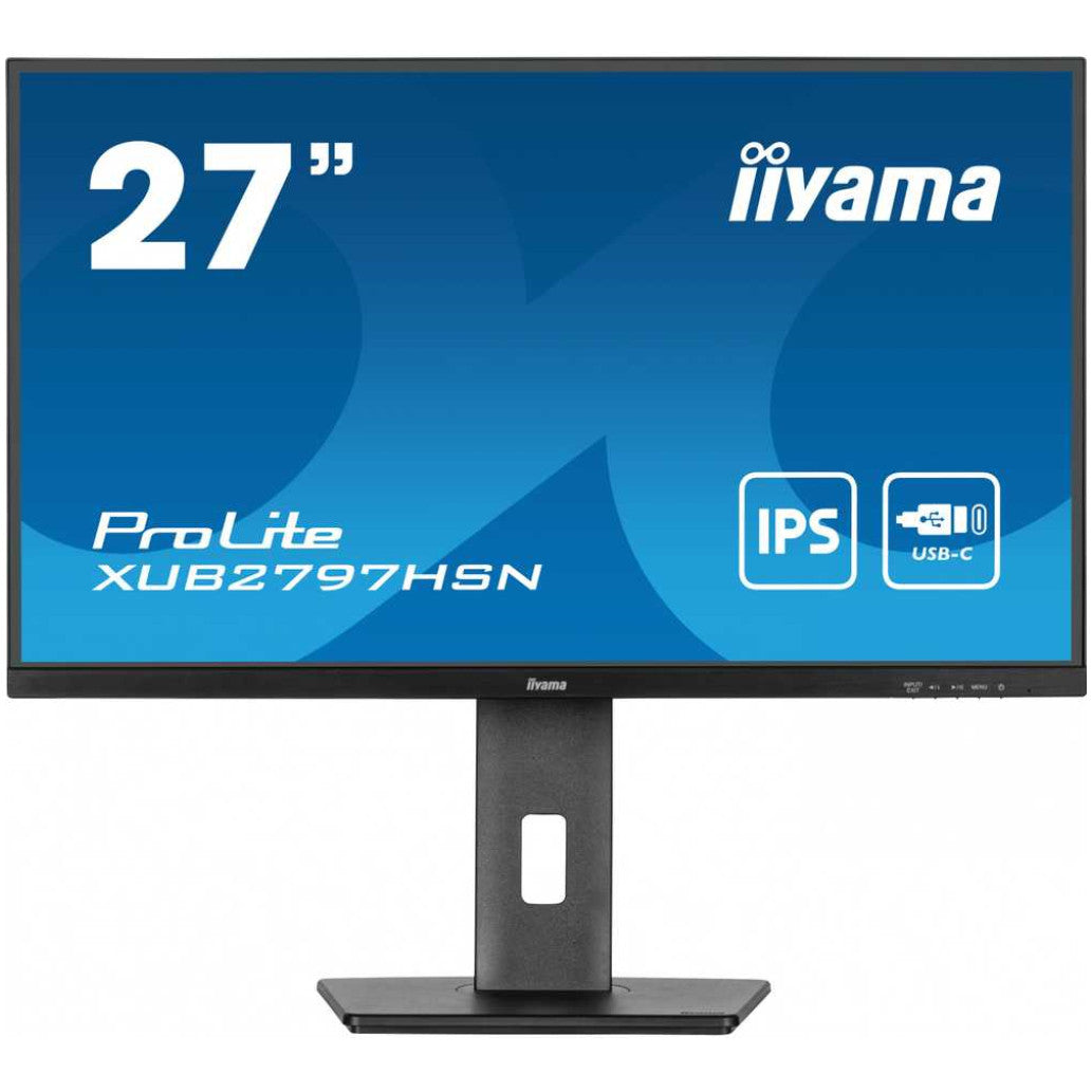 Monitor Iiyama 68,6 cm (27,0") XUB2797HSN-B2 1920x1080 100Hz IPS 1ms HDMI DisplayPort USB-C 65W DP-Out 3xUSB3.2 USB-C-Out Pivot Zvočniki  sRGB99% RJ45 ProLite