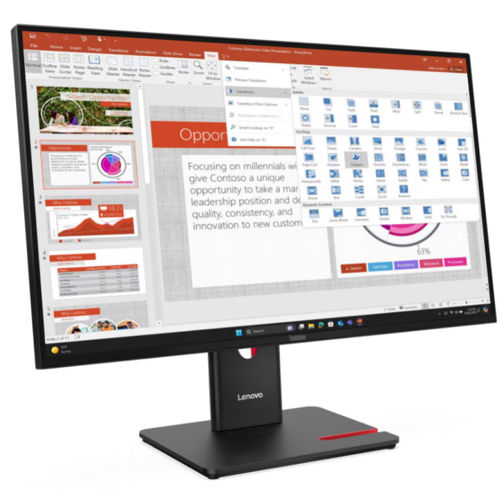 Monitor Lenovo 68,6 cm (27,0") T27-40 1920x1080 120Hz IPS 4ms VGA HDMI DisplayPort 3xUSB3.2 USB-C-Out Pivot  sRGB99% ThinkVision