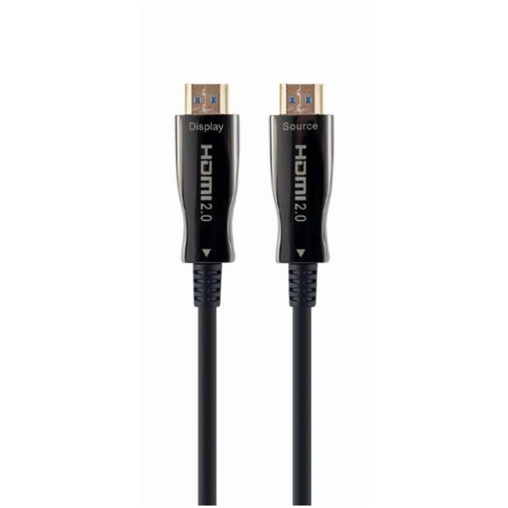 Kabel HDMI(m)=>HDMI(m) v2.0 20,00m UHD 4K/60Hz AOC optični pozlačeni kontakti z ethernet črn Gembird (CCBP-HDMI-AOC-20M-02)