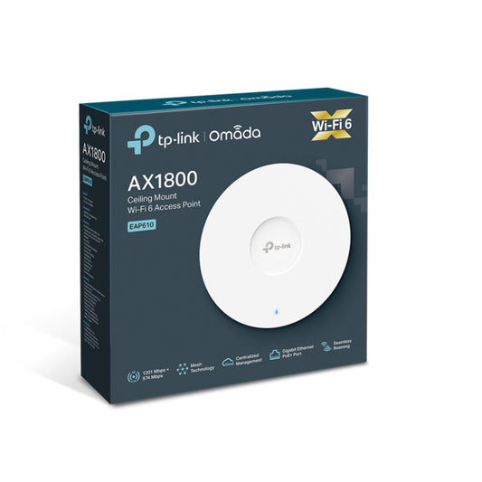 Dostopna točka TP-Link WiFi6 802.11ax AX1800 1201Mbit/s MU-MIMO OFDMA dualband 1x notranja antena (EAP610 V2)