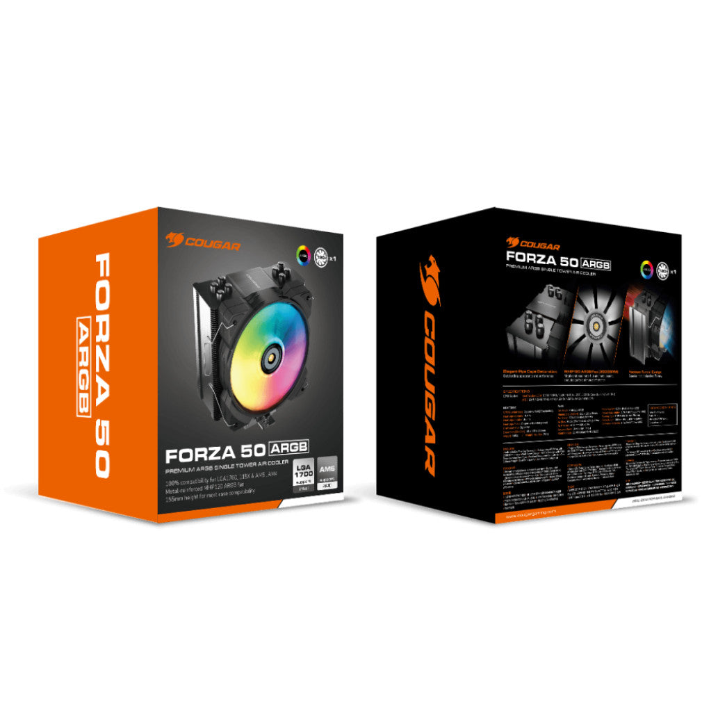 Zračni hladilnik Cougar Forza 50 ARGB - 31,68 dB 155mm črna-srebrna (CGR-FZA50-ARGB)