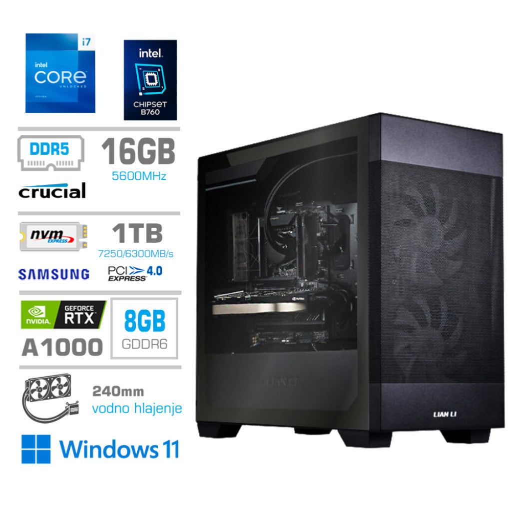Računalnik MEGA MT S7X i7-13700F/A1000/16GB-DDR5/1TB/750W/Win11Pro/črna