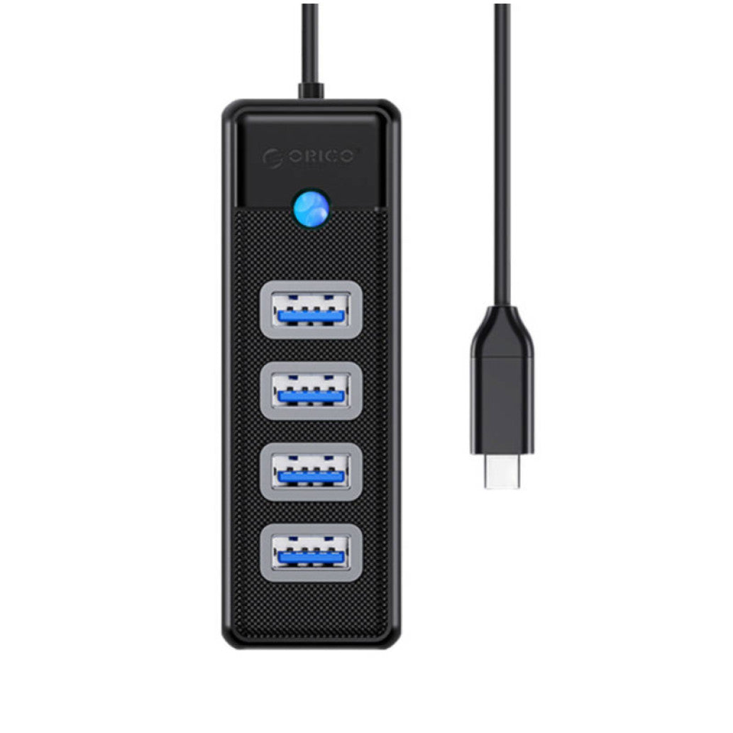 HUB USB-C => 4x USB 3.0 5Gbps ORICO PW4U-C3-015-BK-EP 0,15cm črn