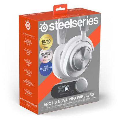 Slušalke brezžične SteelSeries naglavne z mikrofonom BT USB Arctis Nova Pro bele ANC (61524)
