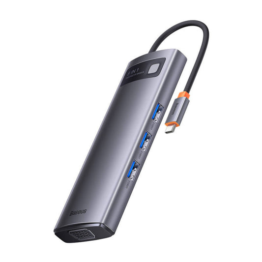 Priklopna postaja USB-C =>BASEUS 1xHDMI 1xVGA 3xUSB3.0 1xUSB-C PD100W Čitalec kartic (WKWG050013)