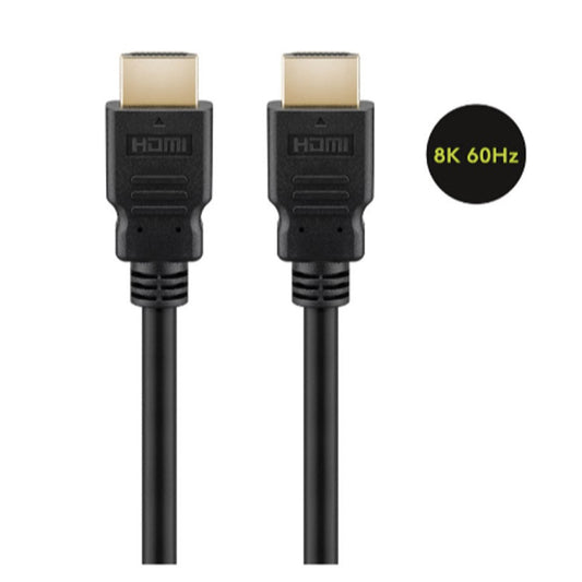 Kabel HDMI(m)=>HDMI(m) v2.1 0,50m 8K/60Hz 4K/120Hz pozlačeni kontakti z ethernet povezavo črn Goobay (41081)