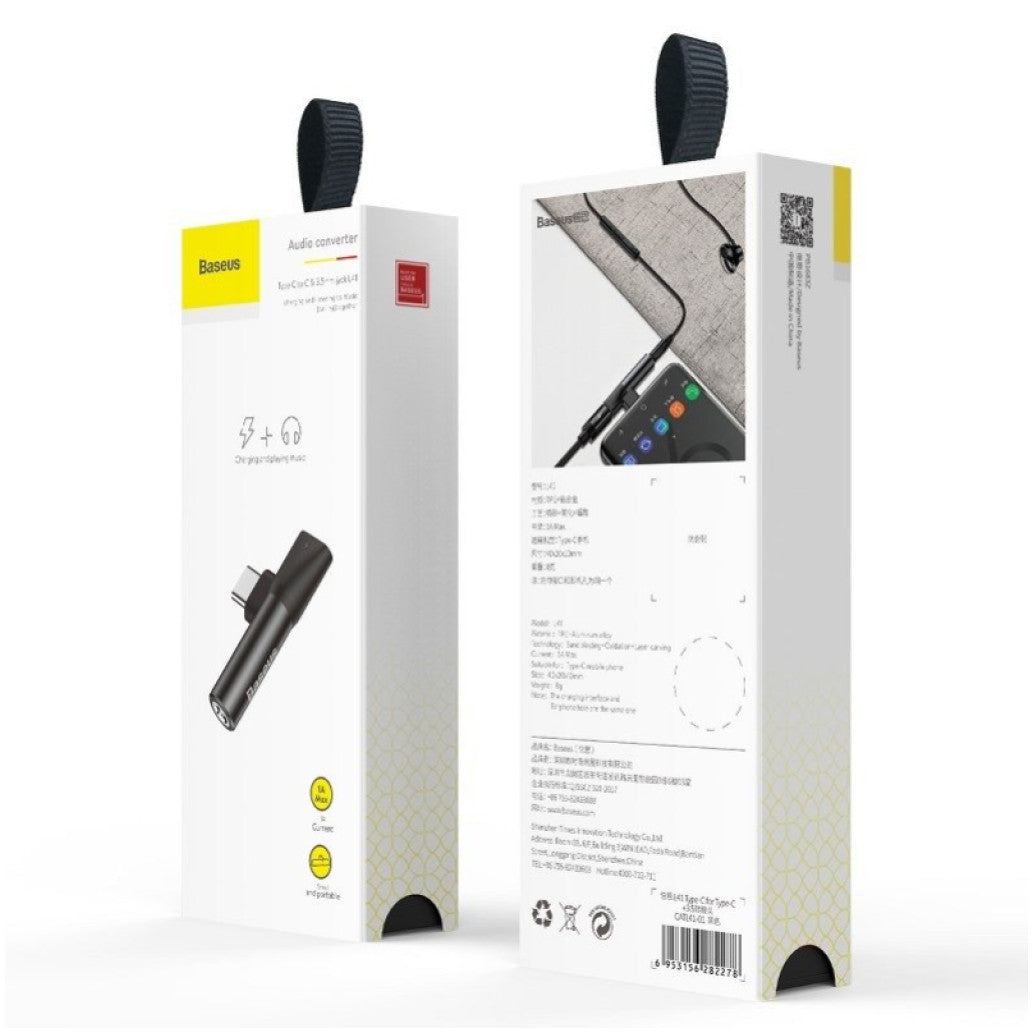 Adapter Audio USB-C M => 3,5mm Ž + USB-C Ž za polnjenje BASEUS - črn (CATL41-01) EOLS-P