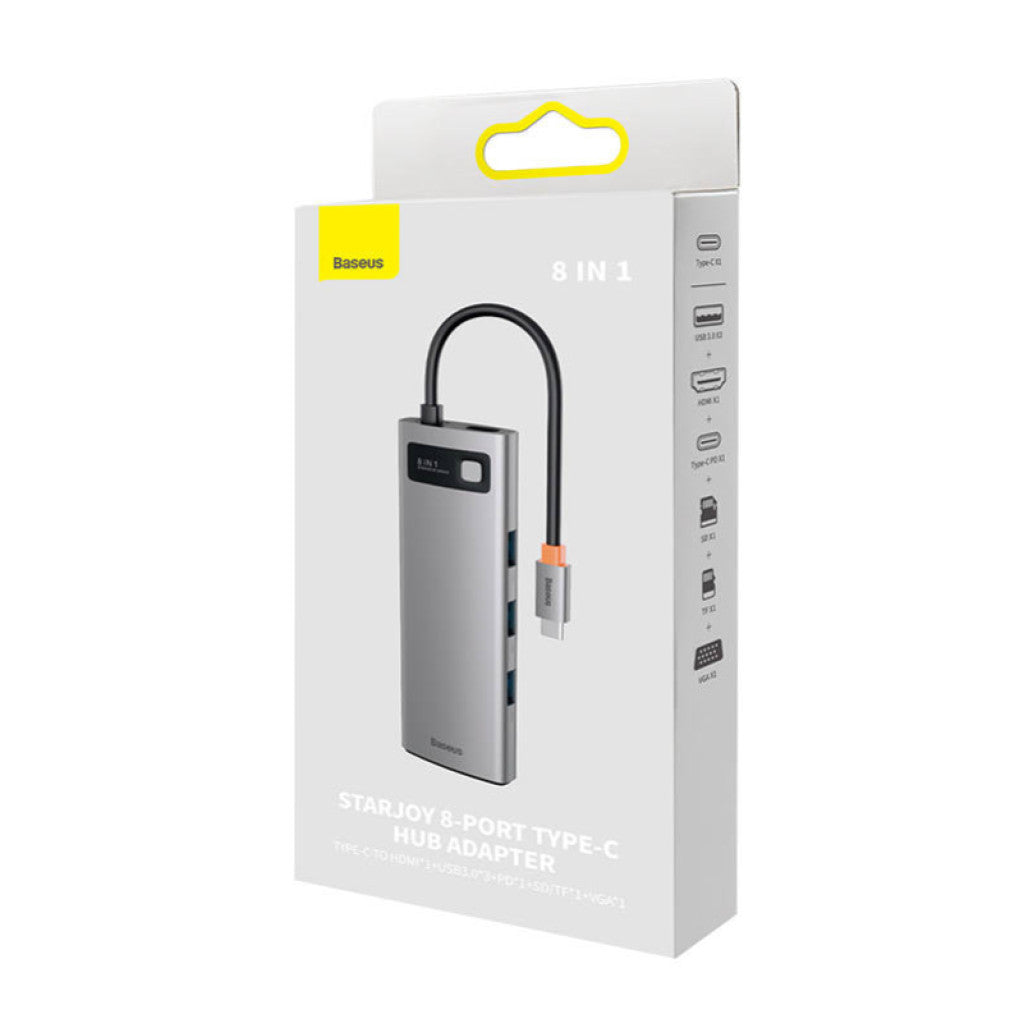Priklopna postaja USB-C =>BASEUS 1xHDMI 1xVGA 3xUSB3.0 1xUSB-C PD100W Čitalec kartic (WKWG050013)