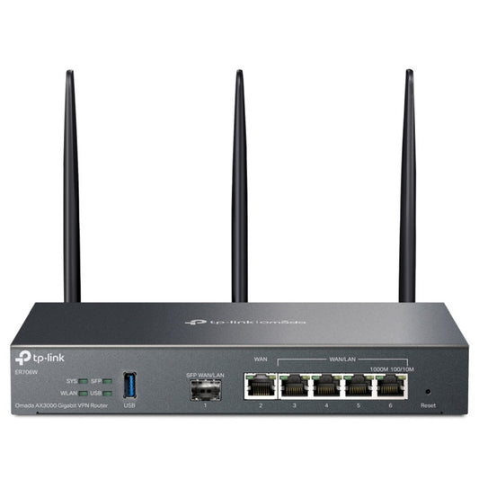 Usmerjevalnik brezžični TP-Link gigabit WiFi6 802.11ax AX3000 2402Mbit/s 4xLAN+WAN+SFP 3x antena (ER706W)