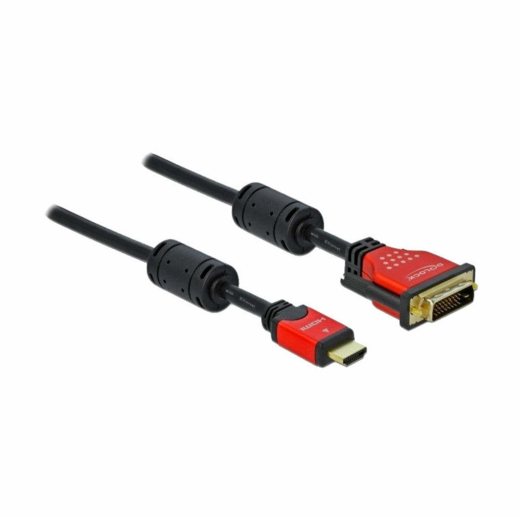 Kabel HDMI(m)=>DVI-D(m) 3,00m bidirectional črn Delock (84343)