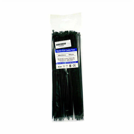 UREJEVALNIK kablov - vezice GW 300 x 3,6mm črne (100 kosov/paket)