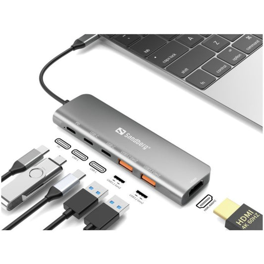 Priklopna postaja USB-C => Sandberg 1xHDMI 2xUSB3.2 2xUSB-C 1x USB-C 100W - (136-65)