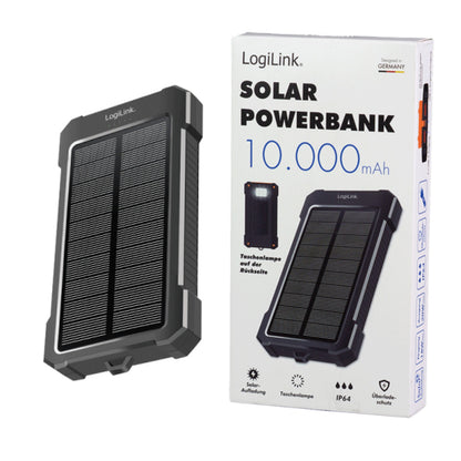 Prenosna baterija Logilink 10000mAh 20W 2x USB-A 1x USB-C solarna črna (PA0390)
