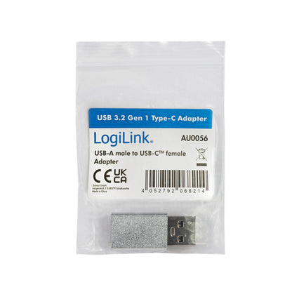 Adapter USB-A => USB-C (ž) 3.2 Gen1 SuperSpeed LogiLink, srebrn (AU0056)