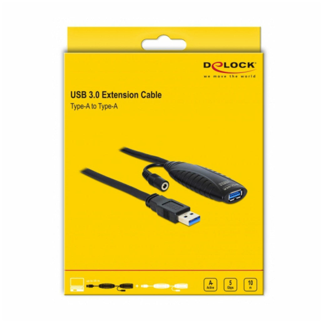 Kabel USB-A(m)=>USB-A(m) 3.0 10,00m Delock podaljšek z napajanjem (83415)