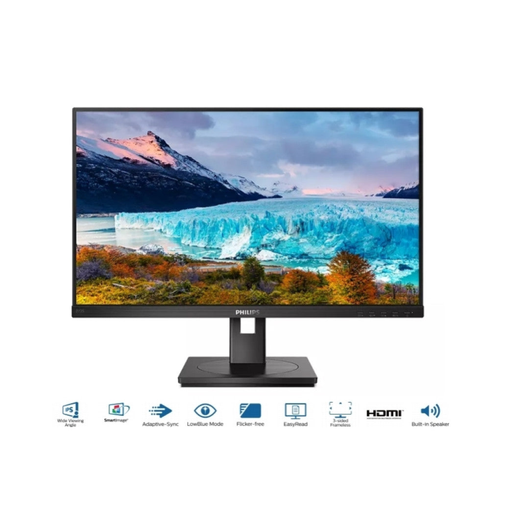 Monitor Philips 68,6 cm (27,0") 272S1AE 1920x1080 75Hz IPS 4ms VGA DVI HDMI DisplayPort Pivot Zvočniki  3H sRGB102% E-Line