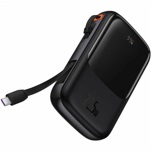 Prenosna baterija Baseus Qpow Pro+ digitalni zaslon 10.000mAh 22,5W 1xUSB-A 1xUSB-C 1xiP črna (420114)