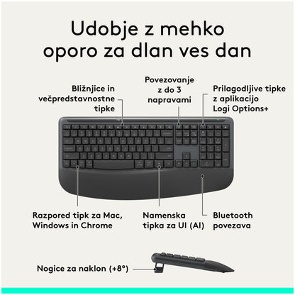 Tipkovnica in miš Logitech brezžična + Bluetooth MK880 Signature Comfort Plus grafitna Slovenski nabor znakov (920-014161)