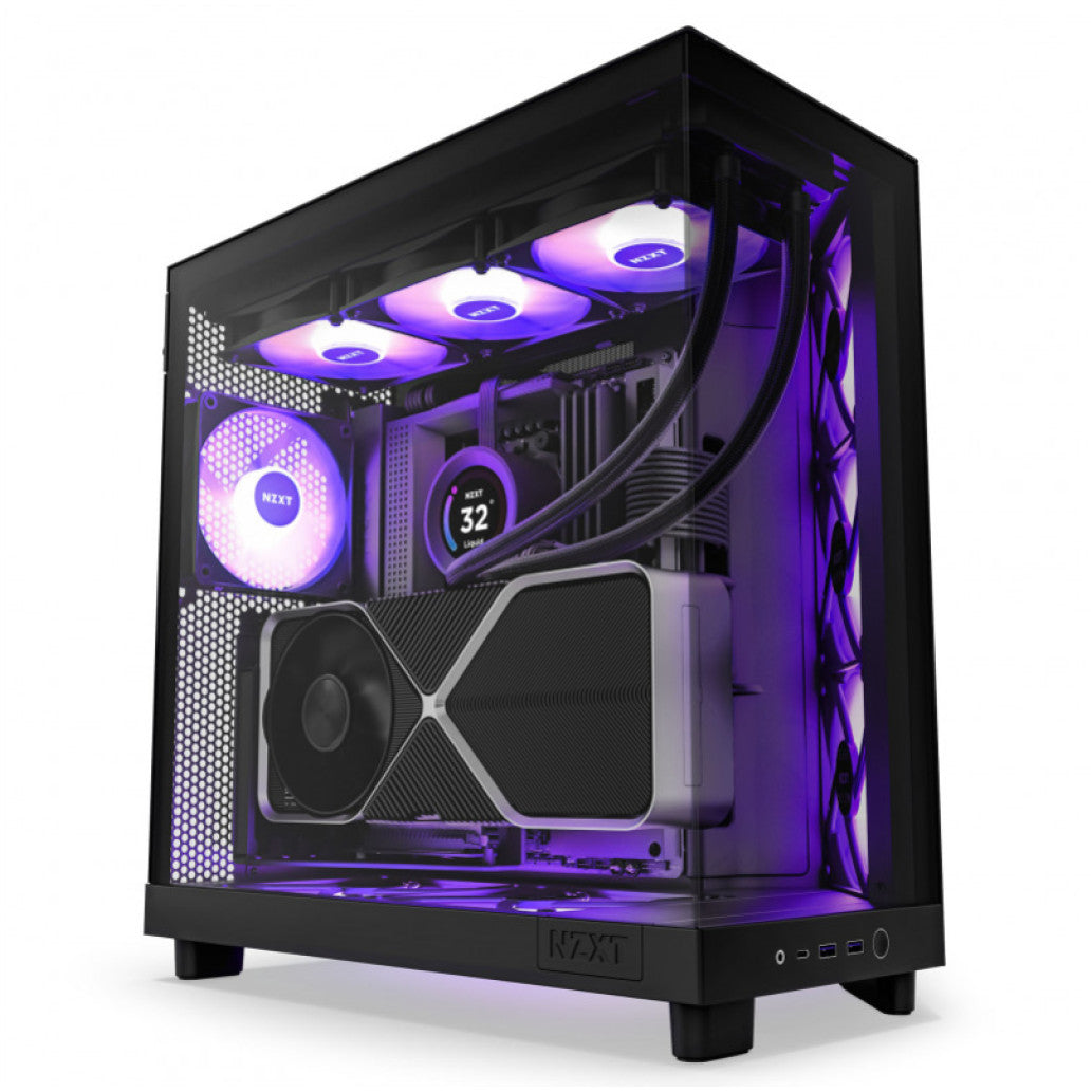 Ohišje NZXT HF Flow MidiATX - črna RGB