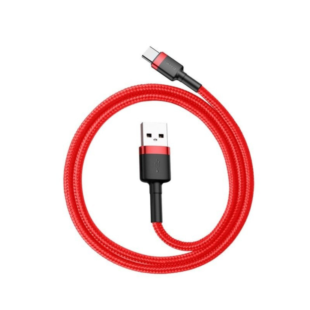 Kabel USB-C => USB-A 2.0 tekstil ovoj 1,00m 3A Baseus Cafule - rdeč (CATKLF-B09)