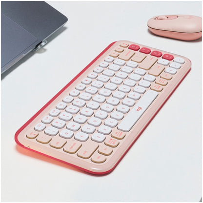Tipkovnica brezžična + Bluetooth Logitech Pop Icon Keys US international | SLO gravura roza (920-013073)