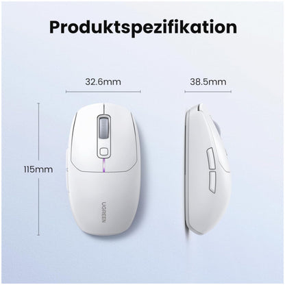 Miš brezžična + Bluetooth USB-C Ugreen UGRTI-15629 5000DPI 700mAh vgrajena baterija 5 gumbov bela (15629)