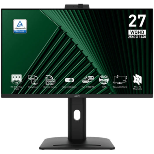 Monitor MSI 17,8 cm (7") MP275QPDG 2560x1440 100Hz IPS 1ms 2xHDMI DisplayPort USB-C 98W DP-Out 4xUSB3.2 Pivot Kamera Zvočniki  RJ45 KVM HDR PRO